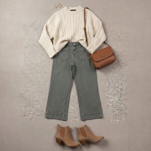 Sanctuary Denim 'The Marine Crop' Wide Leg Pants – Olive Green (Sz 25)
